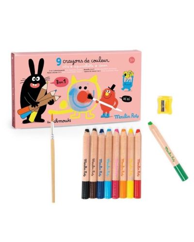 9 lápices de colores 3 en 1