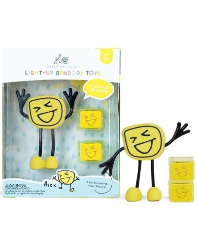 Cubos luminosos con personaje amarillo