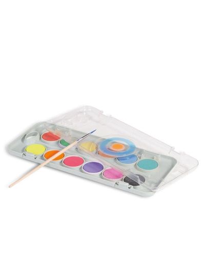 Paleta acuarelas 12 colores flúor y metalizados