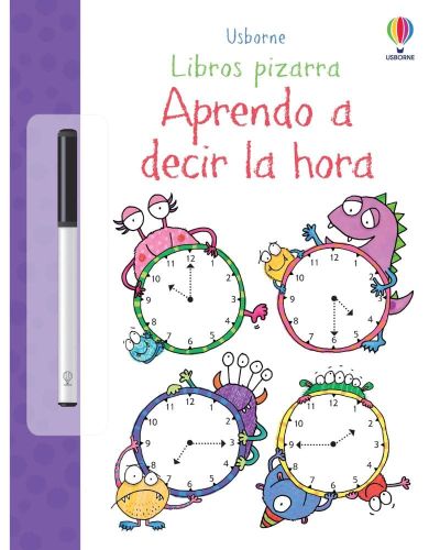 Libro pizarra aprendo la hora