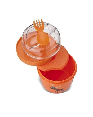 Fiambrera redonda grande con tapa refrigerante naranja