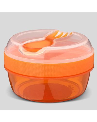 Fiambrera redonda pequeña con tapa refrigerante naranja