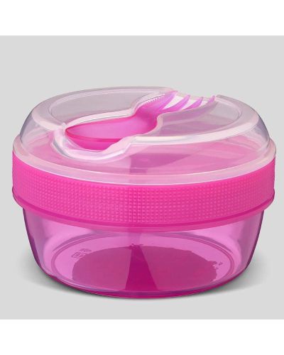 Fiambrera redonda pequeña con tapa refrigerante rosa