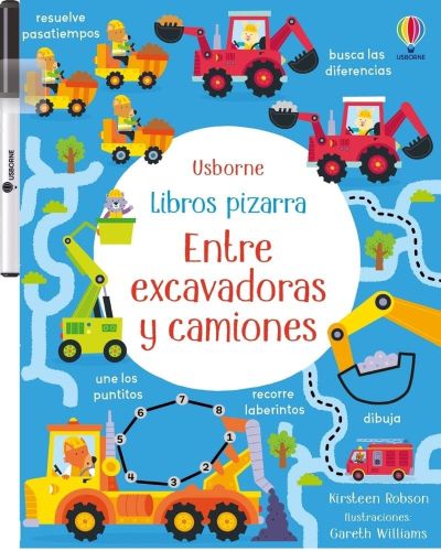 Libro pizarra excavadoras y camiones