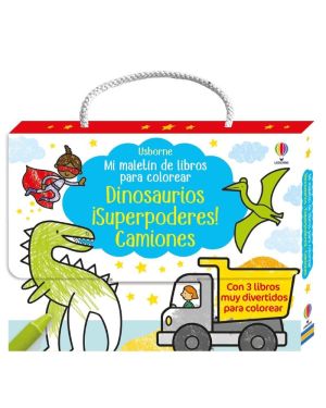 Maletín colorear dinosaurios camiones y superpoderes
